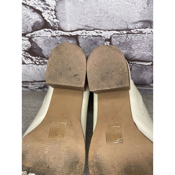 Madewell The Harper Ivory Leather Mules Stacked Heels Women 8M US/39EU J8560 - Picture 9 of 16